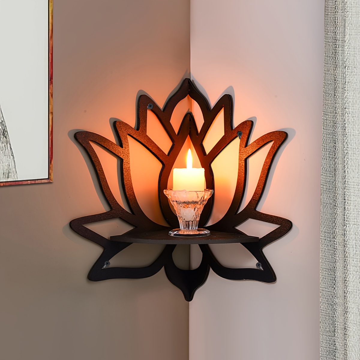 Home Bar Shelf - Étagère d'angle flottante Lotus Corner, étagère