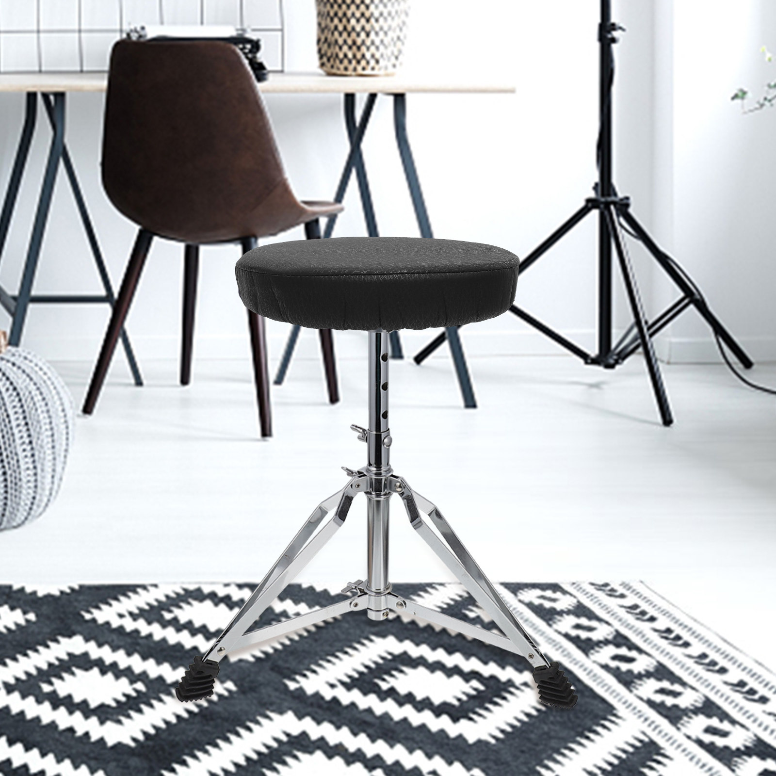 Home Bar Stools - Housse de tabouret ronde noire élastique,